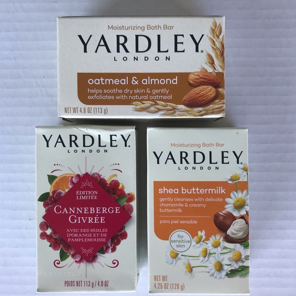Set Of 3 Yardley London Soap Frosted Cranberry-Oatmeal & Almond -Shea Bu… - Picture 2 of 8